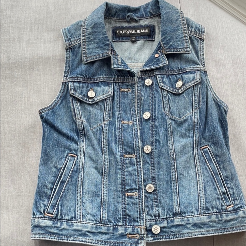 Express Jean jacket vest small dark wash
